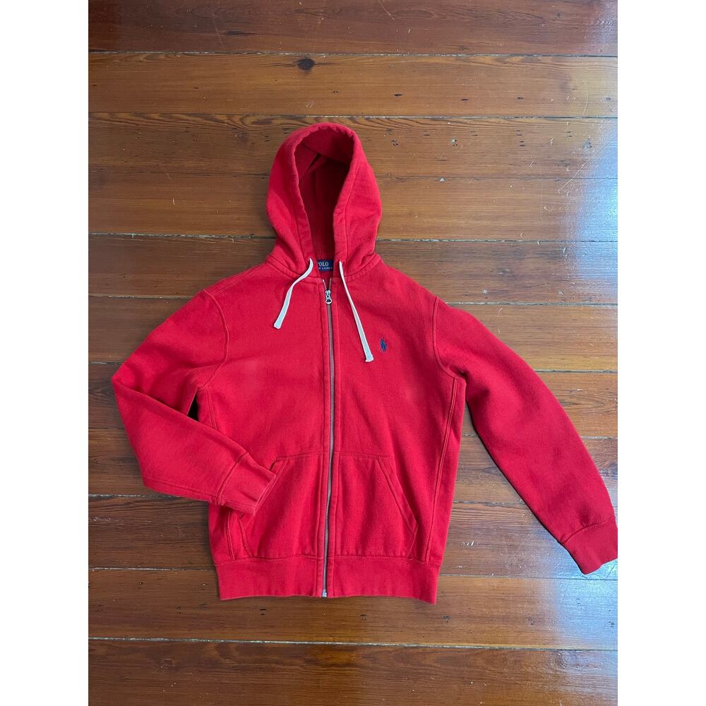 Polo Ralph Lauren Red Full Zip Hoodie Pony Logo Mens Medium